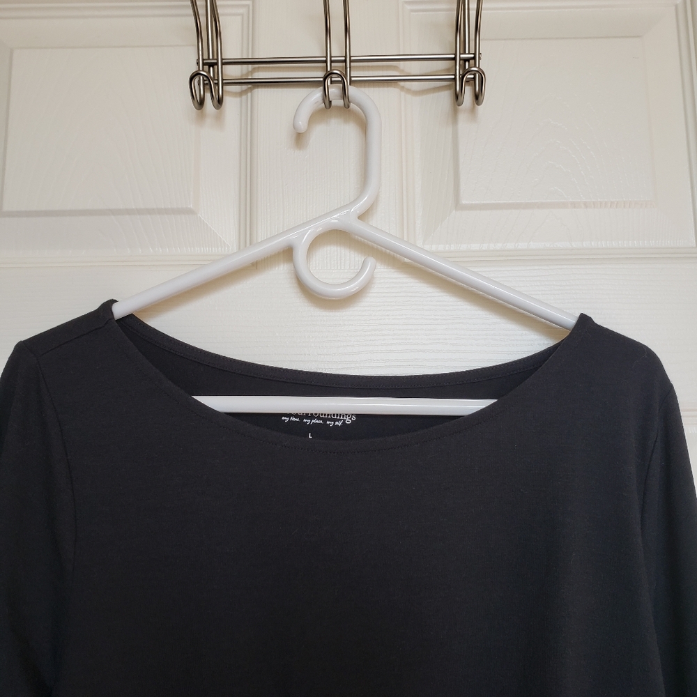 Soft Surroundings Black long sleeve with sheer tiered hem. Size L - Picture 7 of 9